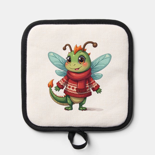 Cozy Christmas Dragonfly Topflappen (Vorderseite)