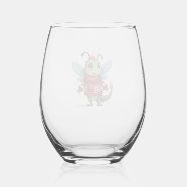 Cozy Christmas Dragonfly Weinglas Ohne Stiel (Vorderseite)