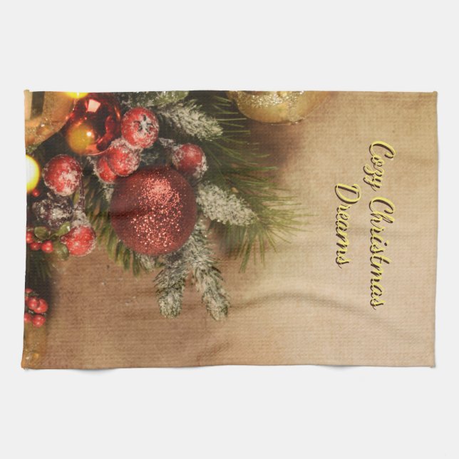 Cozy Christmas Dreams Towel | Holiday Kitchen  Geschirrtuch (Horizontal)