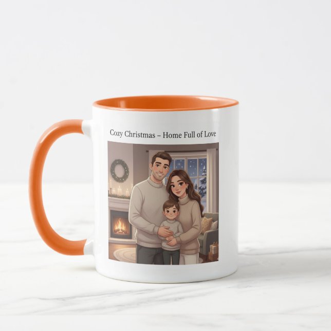 Cozy Christmas Family Mug – Holiday Gift Illustrat Tasse (Links)