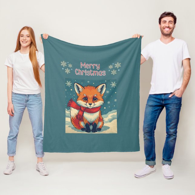 Cozy Christmas Fox Fleece Blanket (Beispiel)