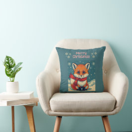 Cozy Christmas Fox Throw Pillow Kissen