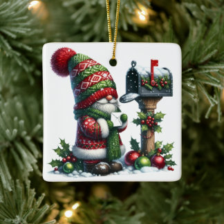 Cozy Christmas Gnome Art – Festive Holiday Keramikornament
