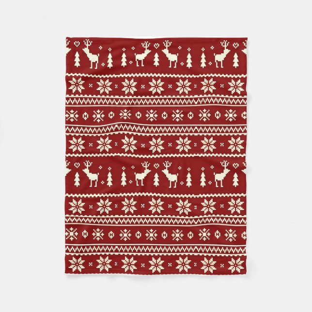Cozy Christmas Knit Pattern Blanket Fleecedecke (Vorderseite)
