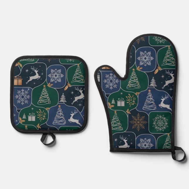 Cozy Christmas Magic Ofenhandschuh & Topflappen-Set (Vorderseite)