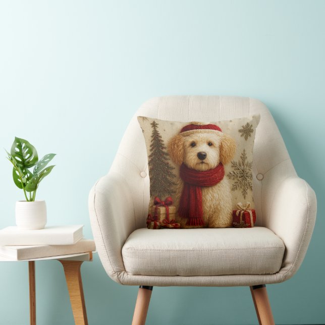 Cozy Christmas Puppy Throw Pillow Kissen (Stuhl )