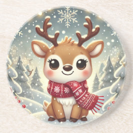 Cozy Christmas Reindeer in a Winter Wonderland Getränkeuntersetzer