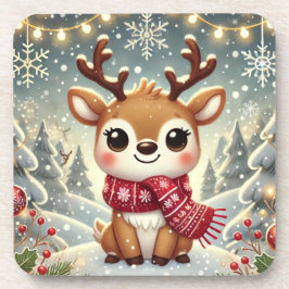 Cozy Christmas Reindeer in a Winter Wonderland Getränkeuntersetzer