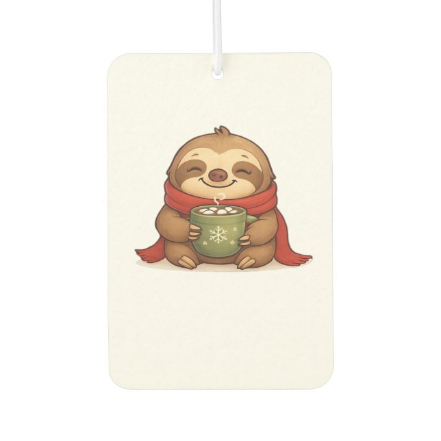Cozy Christmas Sloth with Hot Chocolate � Cute Win Autolufterfrischer (Vorderseite)
