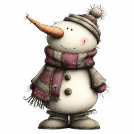 Cozy Christmas Snowman Freistehende Fotoskulptur