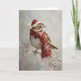 Cozy Christmas Sparrow Feiertagskarte