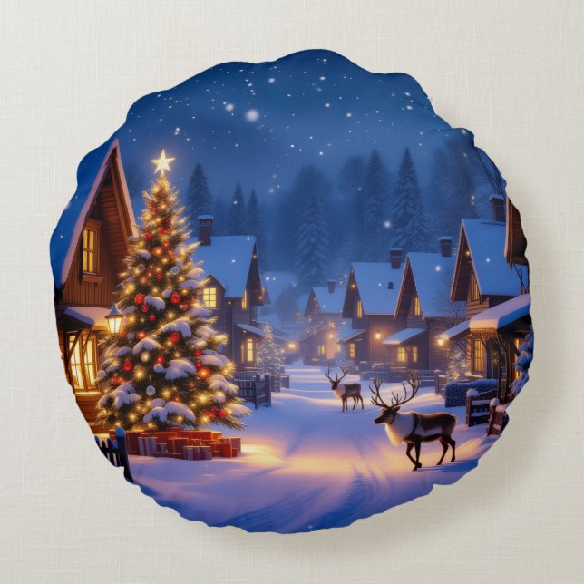 Cozy Christmas Throw  Round Pillow Rundes Kissen (Rückseite)