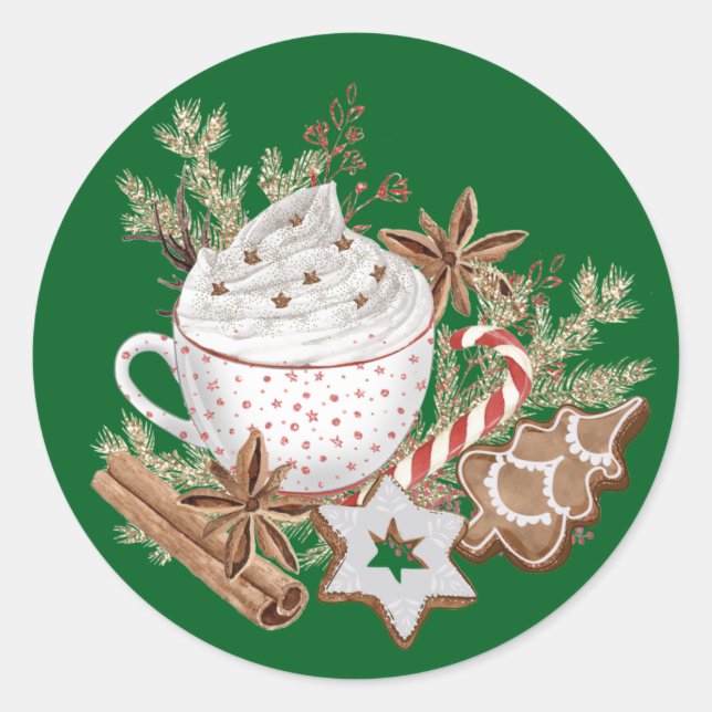Cozy Christmas Treats Runder Aufkleber (Vorderseite)