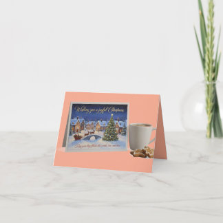 Cozy Christmas Village Card with Hot Cocoa Einladung