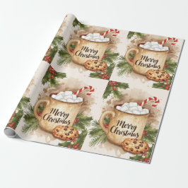 Cozy cocoa merry Christmas cookie holly festive Geschenkpapier