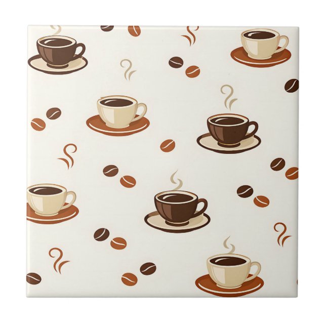 Cozy Coffee Cups Seamless Pattern Fliese (Vorderseite)
