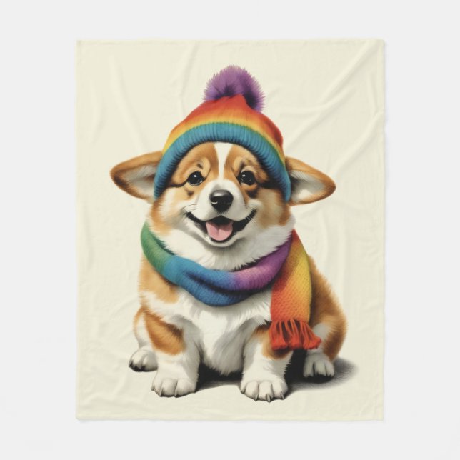 Cozy Corgi Fleecedecke (Vorderseite)