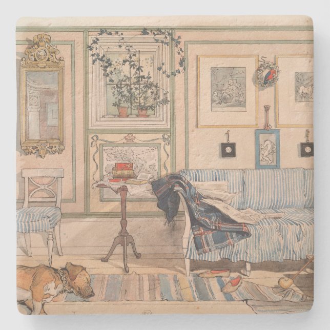 Cozy Corner (von Carl Larsson) Steinuntersetzer (Vorderseite)