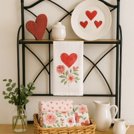 Cozy Cottage Heart and Roses  Geschirrtuch