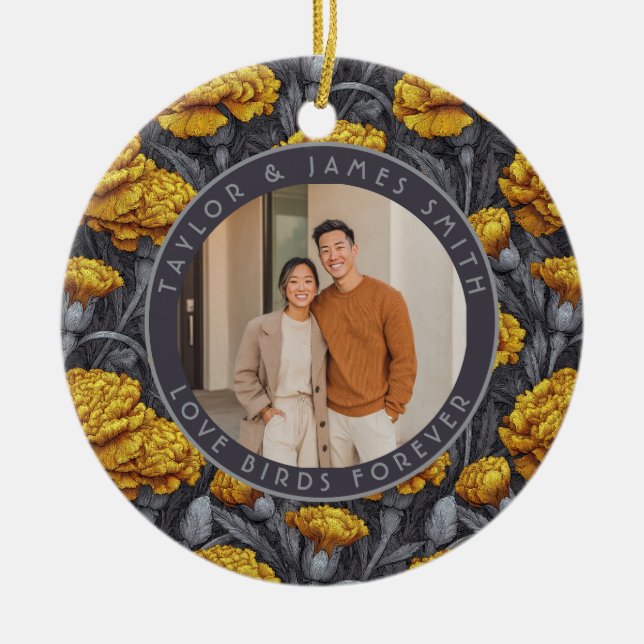 Cozy Custom Carnation Aesthetic Spring Wedding Keramik Ornament (Vorne)