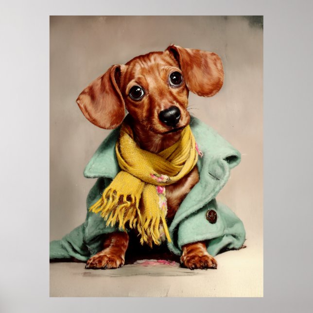 Cozy Dachshund Fashion Portrait Poster (Vorne)