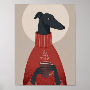Cozy Dog Art – Tasse & Dampf Poster