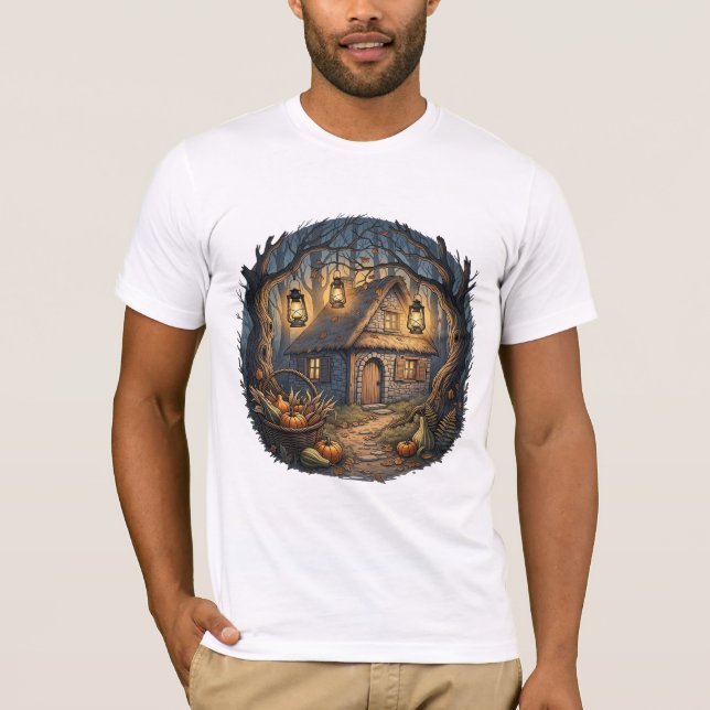 Cozy Enchanted Autumn Forest Cottage T-Shirt (Vorderseite)