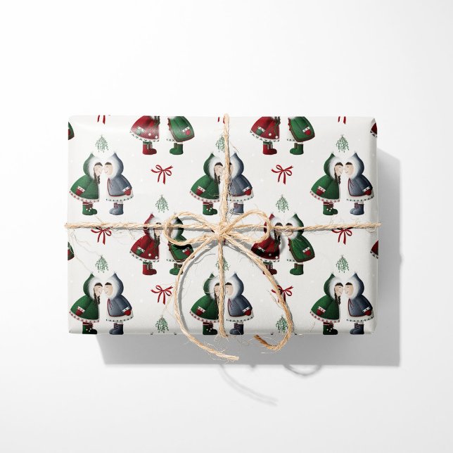 Cozy Eskimo Kiss White Christmas Geschenkpapier (Von Creator hochgeladen)
