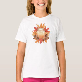 Cozy Fall Candle with Maple Leaves | Autumn Design T-Shirt