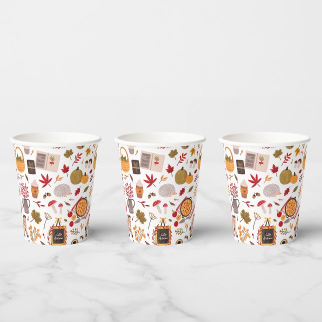 Cozy Fall Icons & Harvest Whimsy Pappbecher (Multi)