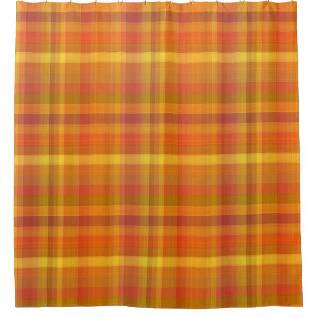 Cozy Fall-orange kariertes Muster Duschvorhang (Vorderseite)