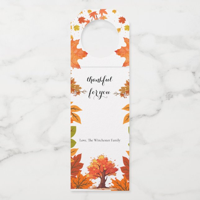 Cozy Fall Thanksgiving Dinner Party Flaschenanhänger (Vorderseite)