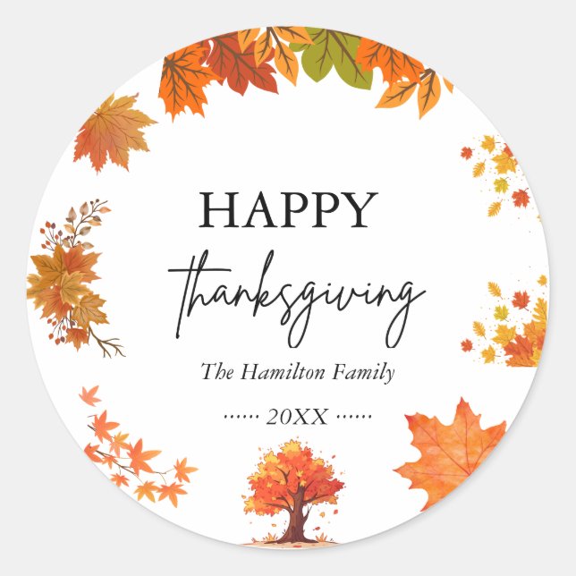 Cozy Fall Thanksgiving Dinner Party Runder Aufkleber (Vorderseite)