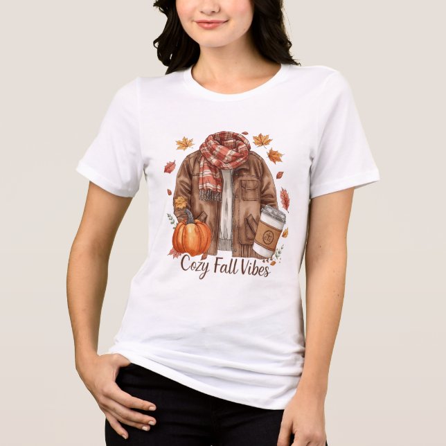 Cozy Fall Vibes T-Shirt – Herbst-Outfit Ästhetik Tri-Blend Shirt (Vorderseite)