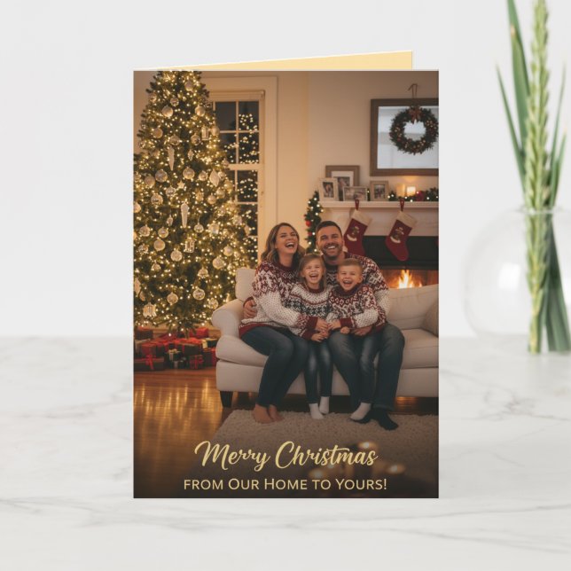 Cozy Family Christmas Greeting Karte (Vorderseite)