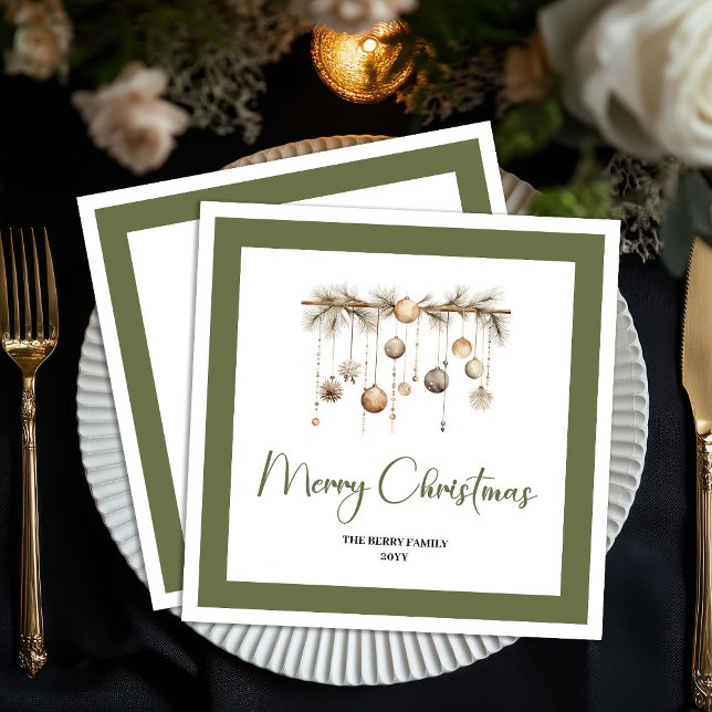 Cozy Farmhouse Christmas Balls Family Napkins Serviette (Cozy Farmhouse Christmas Balls Family Napkins)