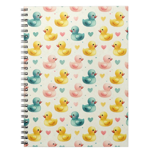 Cozy Fleece Pastel Watercolor Duck Pattern Noteboo Notizblock (Vorderseite)