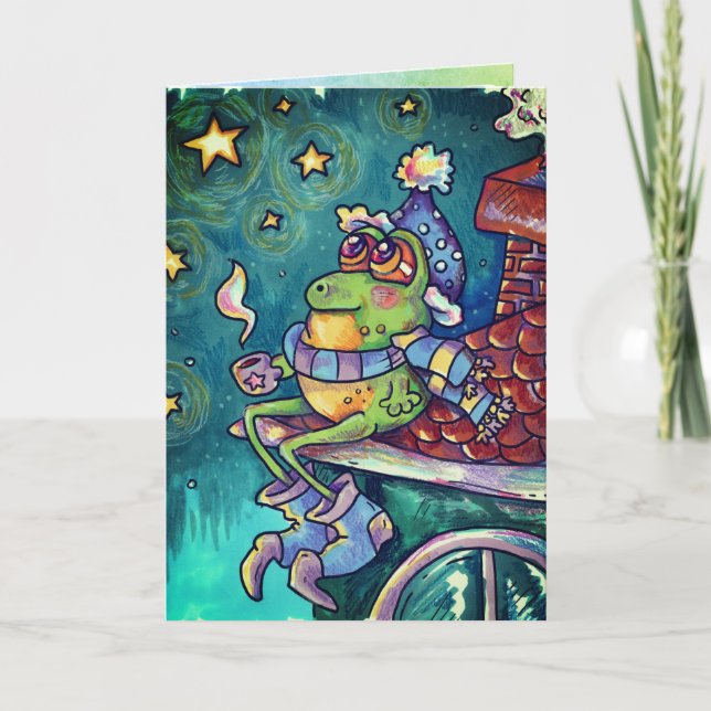 Cozy Frog Christmas & New Year Card Karte (Vorderseite)