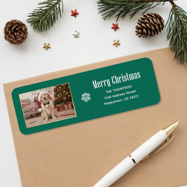 Cozy Funny Dog Photo Christmas Return Address (Von Creator hochgeladen)