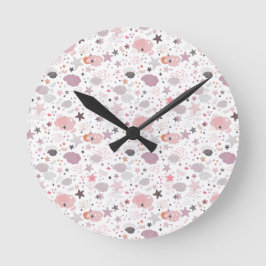 Cozy Galaxy- cosmos, stars and clouds Throw Pillow Runde Wanduhr