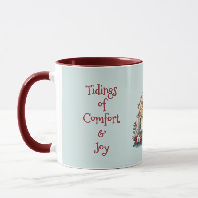 Cozy Gingerbread House Holiday Illustration Blue Tasse (Links)
