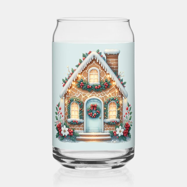 Cozy Gingerbread House Holiday Illustration Dosenglas (Vorderseite)