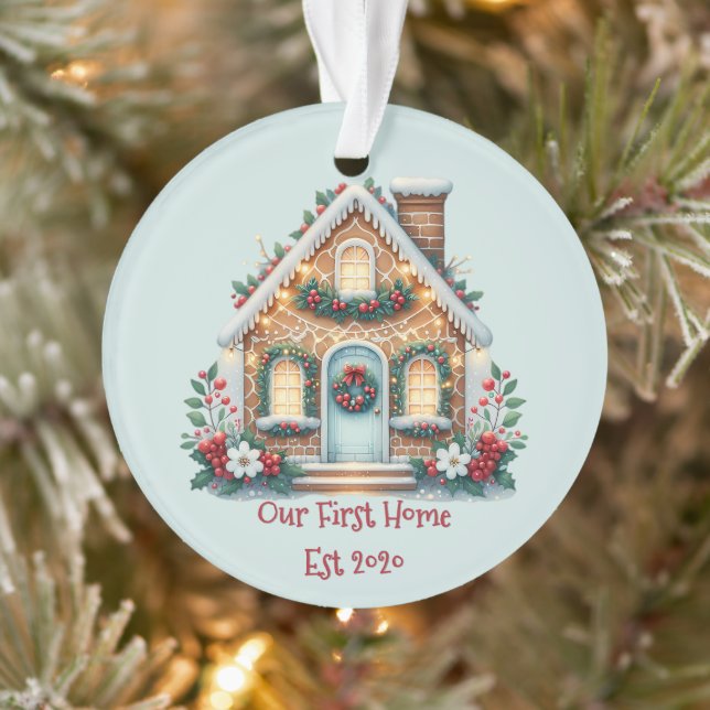 Cozy Gingerbread House Holiday Illustration Ornament (Baum)
