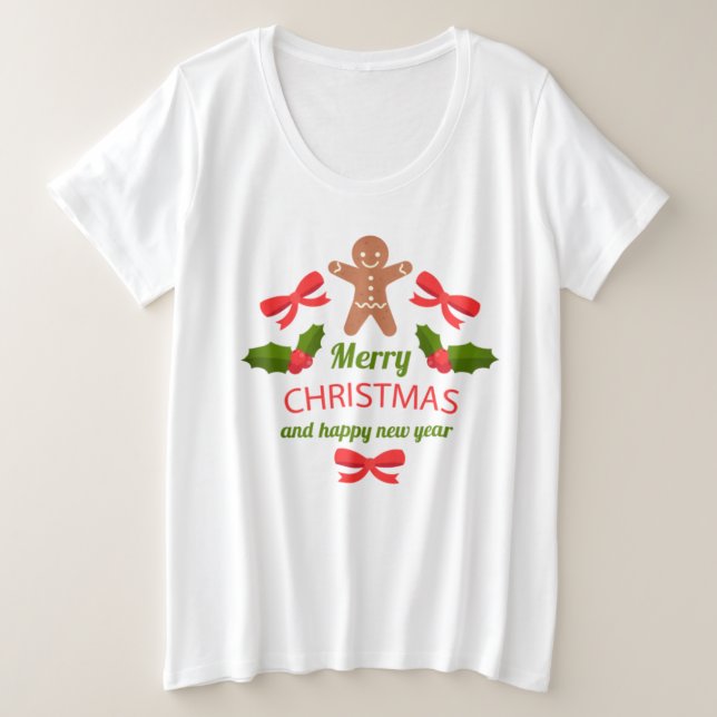 Cozy Gingerbread Plus Size Christmas Tee USA (Design vorne)