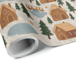Cozy Gingerbread Village Wrapping Paper Geschenkpapier