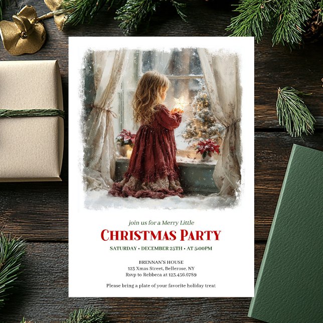 Cozy girl awaits Santa printable Christmas invite Einladung (Cozy girl awaits Santa printable Christmas invitation)