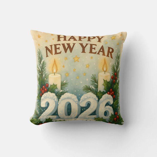 cozy happy new year throw pillow kissen (Vorderseite)
