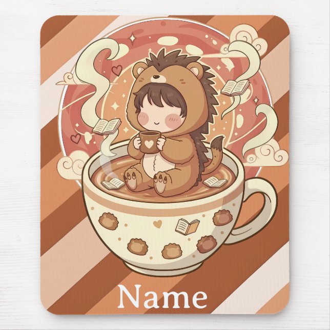 Cozy Hedgehog Coffee Desk Mouse Pad Mousepad (Vorne)