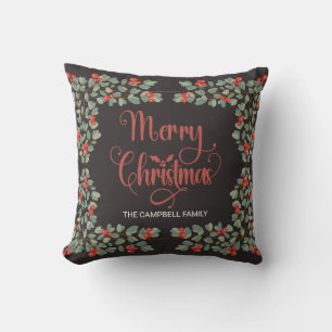 Cozy Holly Berry Weihnachtsfamilie Name Kissen