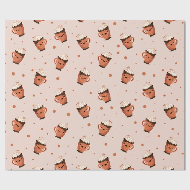 Cozy Hot Chocolate - Cute Mug Pattern with Whipped Geschenkpapier (Flach)